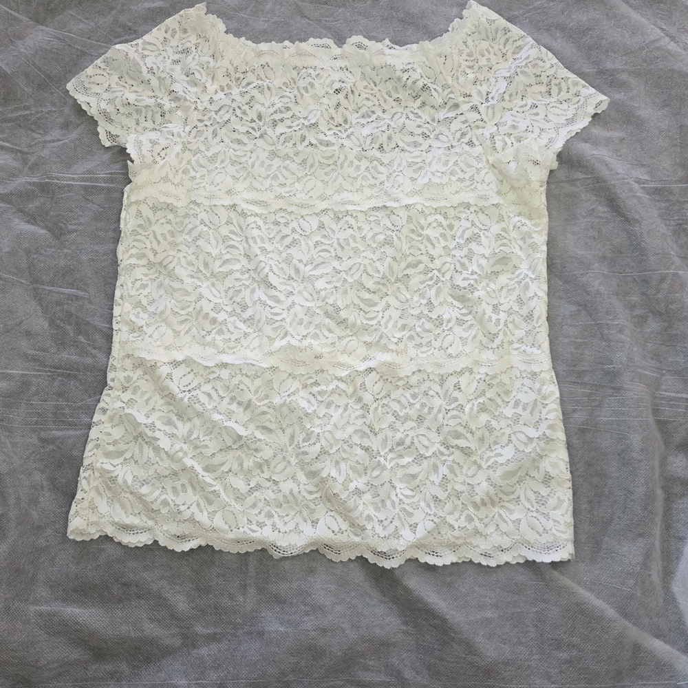 Wishlist Coquette Victorian Balletcore  Layered Lace Ivory Top